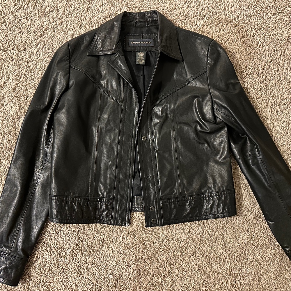 90’s Vintage Banana Republic Black Leather Jacket